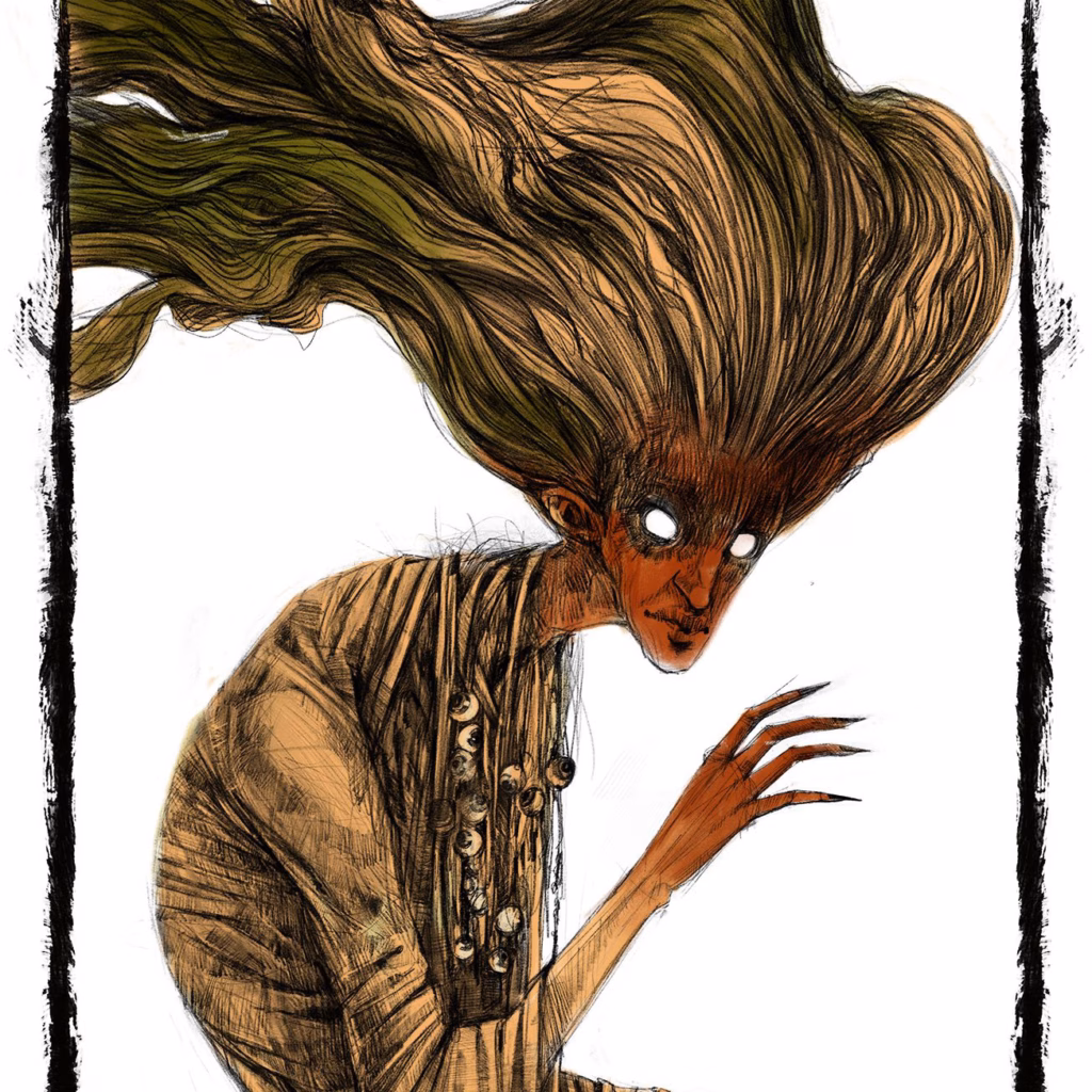 Sinister forest enchantress from Czech folklore, Jezinka lures travelers with her charm, trapping them with her dark magic.