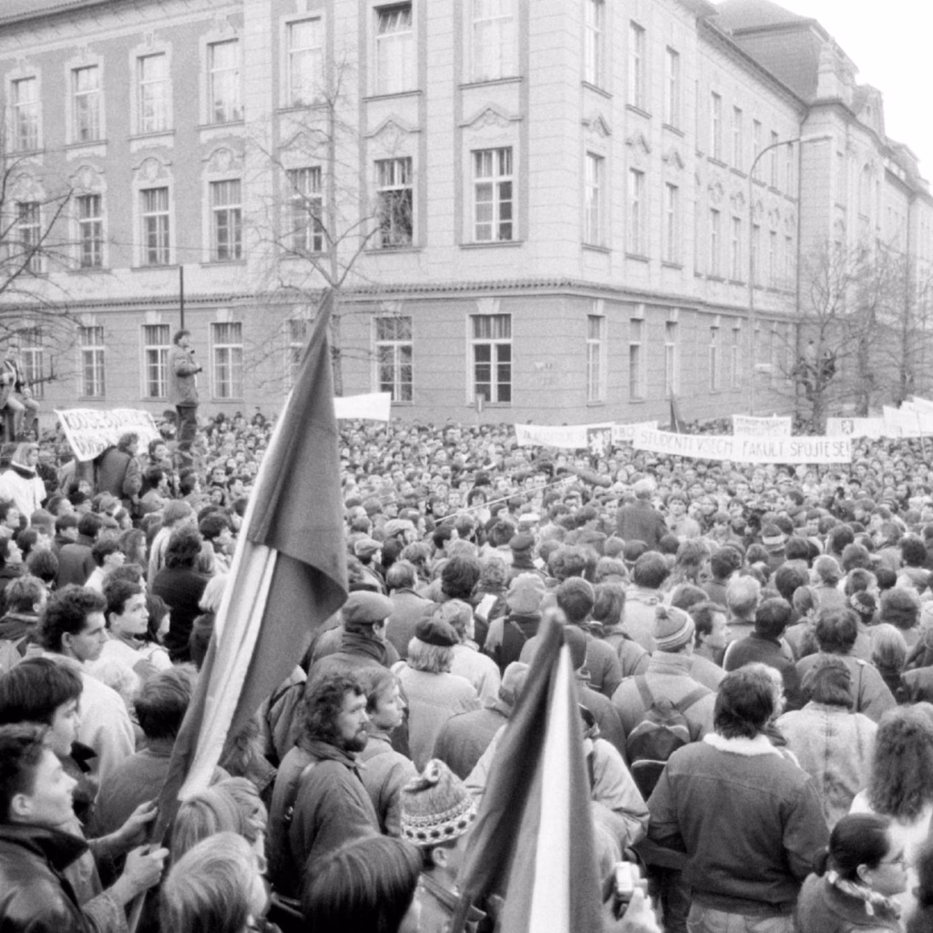 17th November - Albertov, Prague - students protesting during the Velvet Revolution